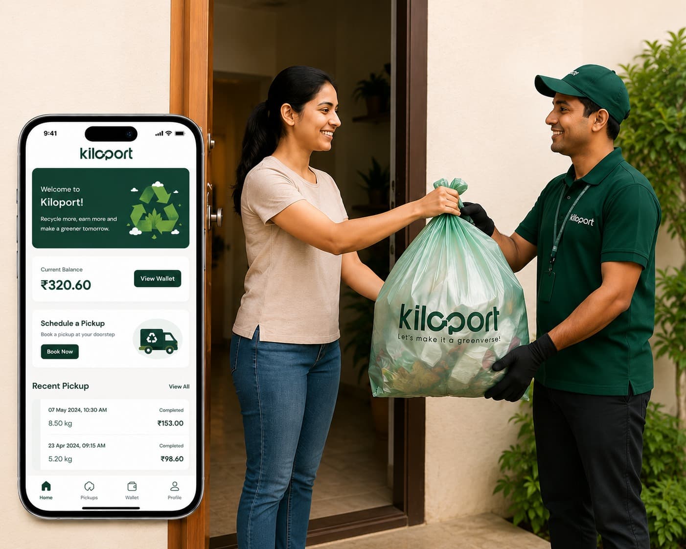 Kiloport doorstep waste pickup with mobile app